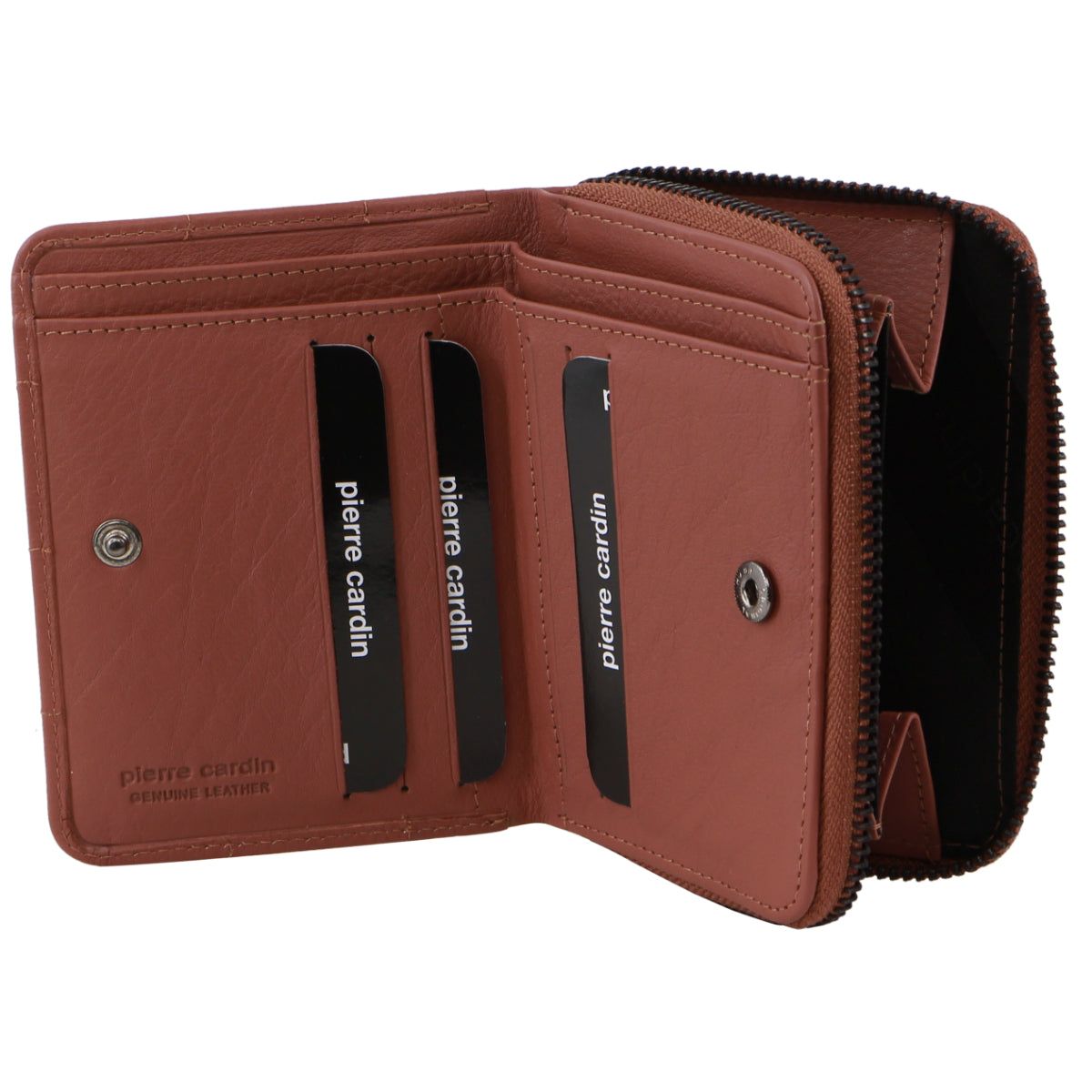 Duże Portfele Pierre Cardin Italian Pleated Leather Press Stud Wallet Damskie Różowe | KJOUH-7465