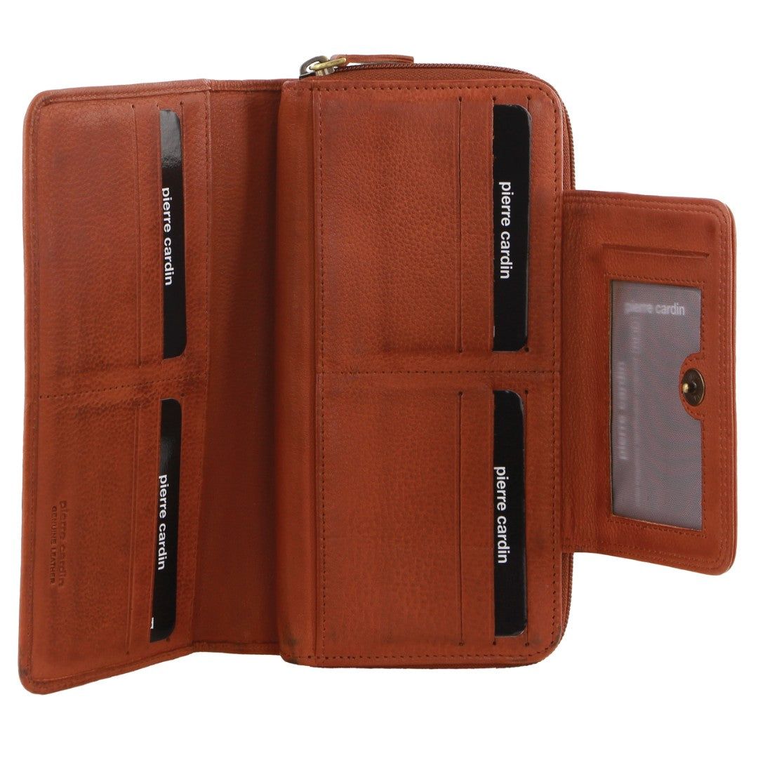 Duże Portfele Pierre Cardin Leather Bi-Fold Tab Wallet Damskie Brązowe | CTGQH-2789