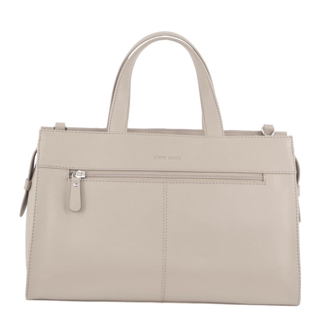Handbags Pierre Cardin Leather Stitch-design Tote Bag Damskie Beżowe | NIZCU-3427