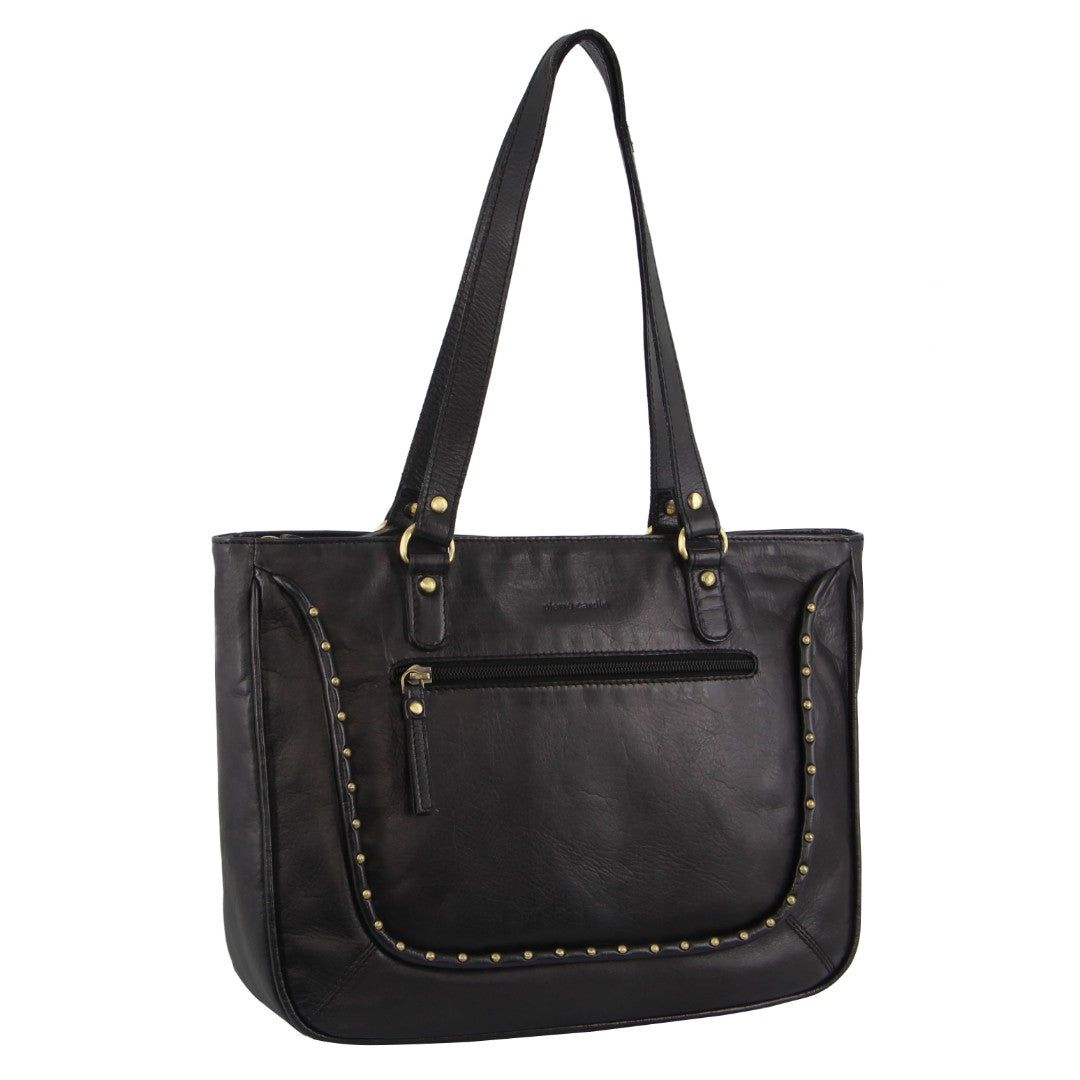 Handbags Pierre Cardin Leather Stud Detail Tote Bag Damskie Czarne | QOZCG-3915