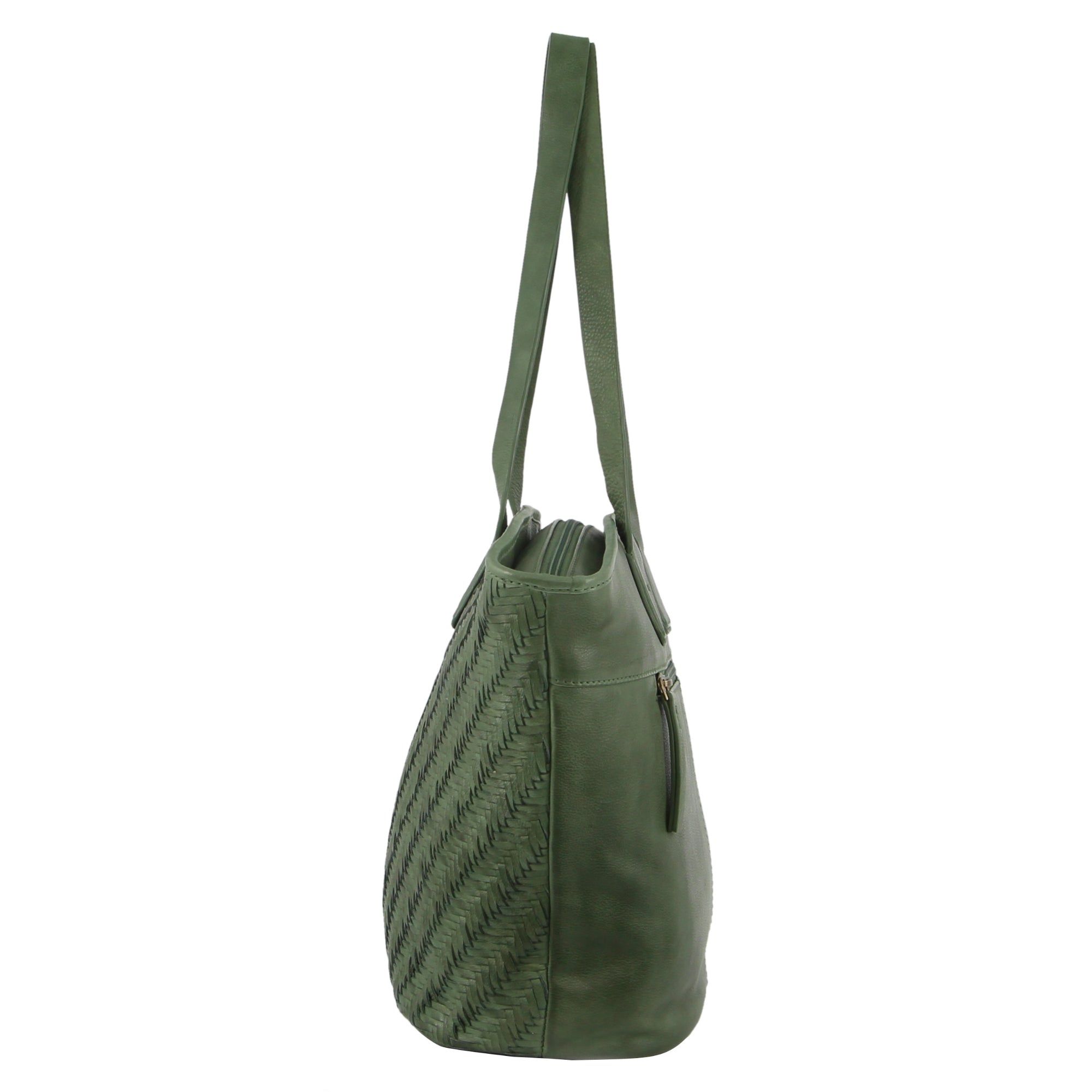 Handbags Pierre Cardin Woven Embossed Leather Shoulder Bag Damskie Zielone | ISKDH-9437