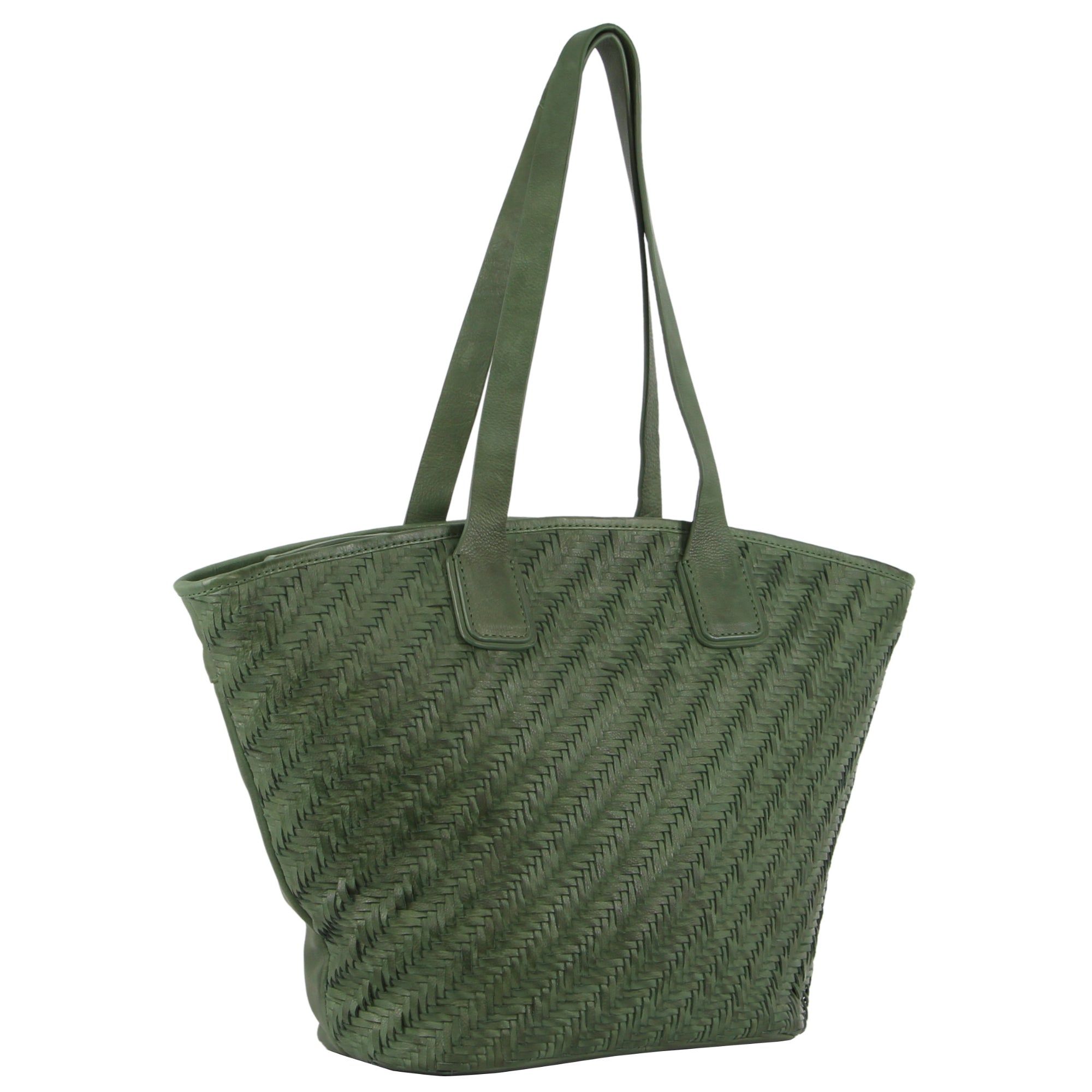 Handbags Pierre Cardin Woven Embossed Leather Shoulder Bag Damskie Zielone | ISKDH-9437