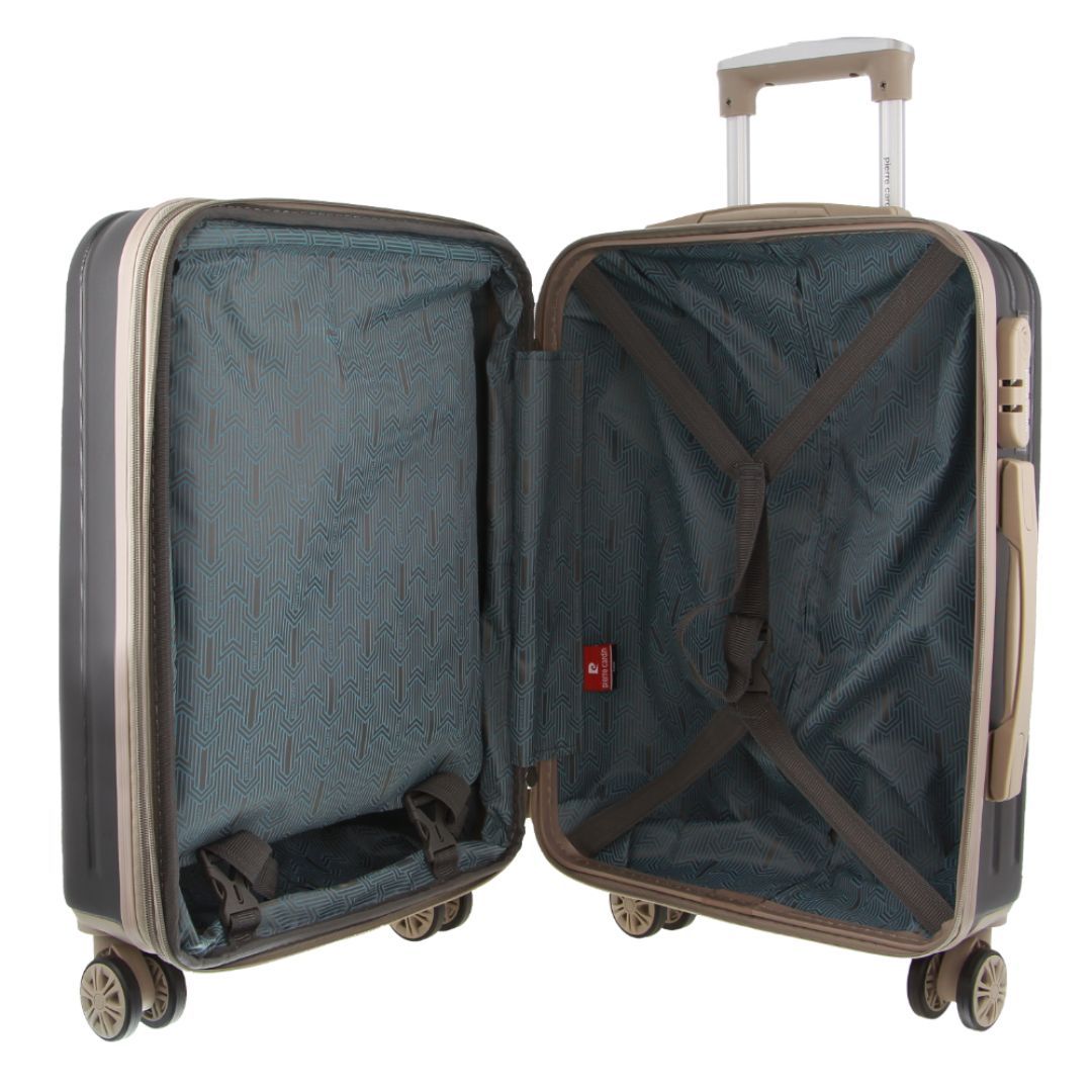 Hard Shell Cases Pierre Cardin 54cm Cabin Hard-Shell Suitcase Travel Czarne | YVFAK-1395