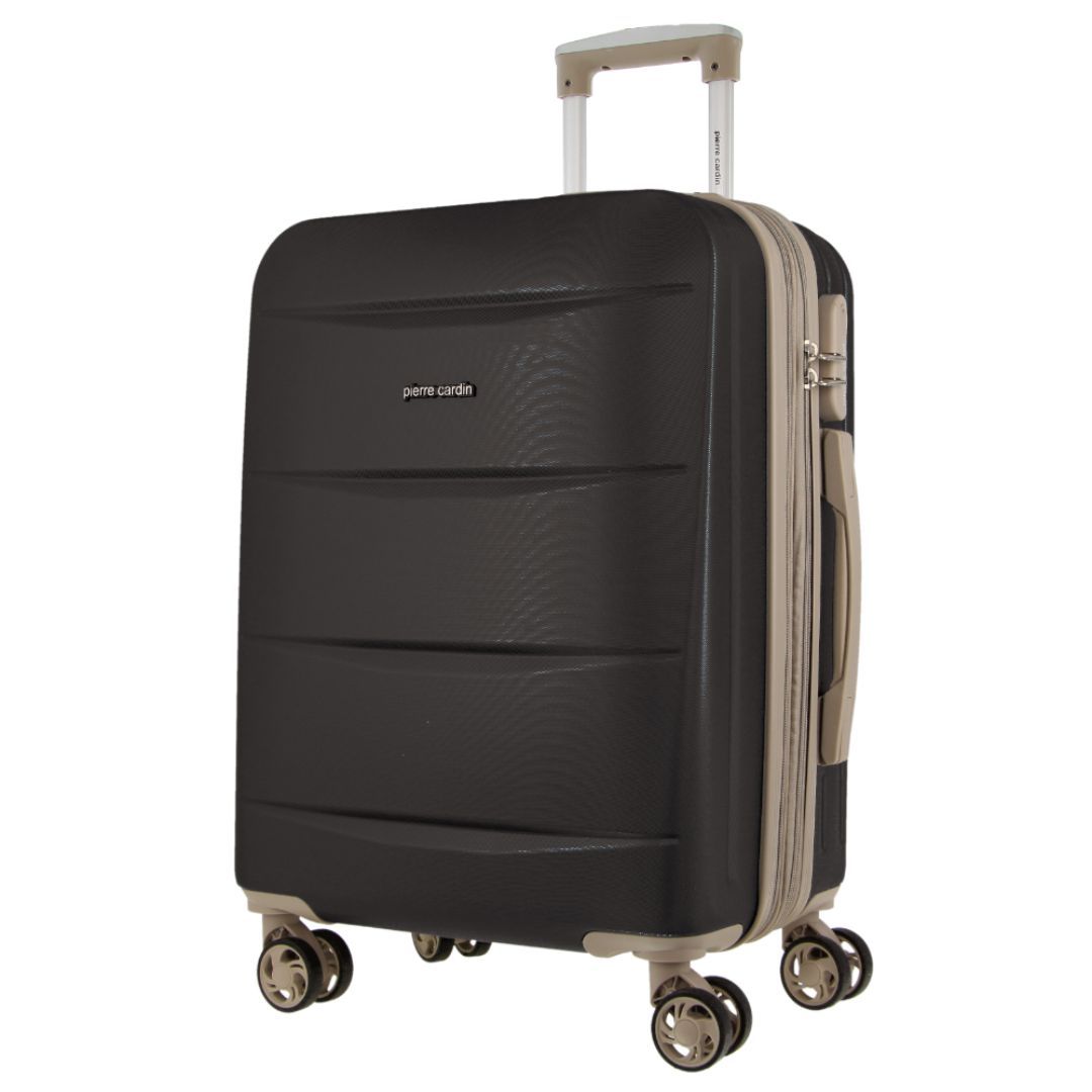 Hard Shell Cases Pierre Cardin 54cm Cabin Hard-Shell Suitcase Travel Czarne | YVFAK-1395