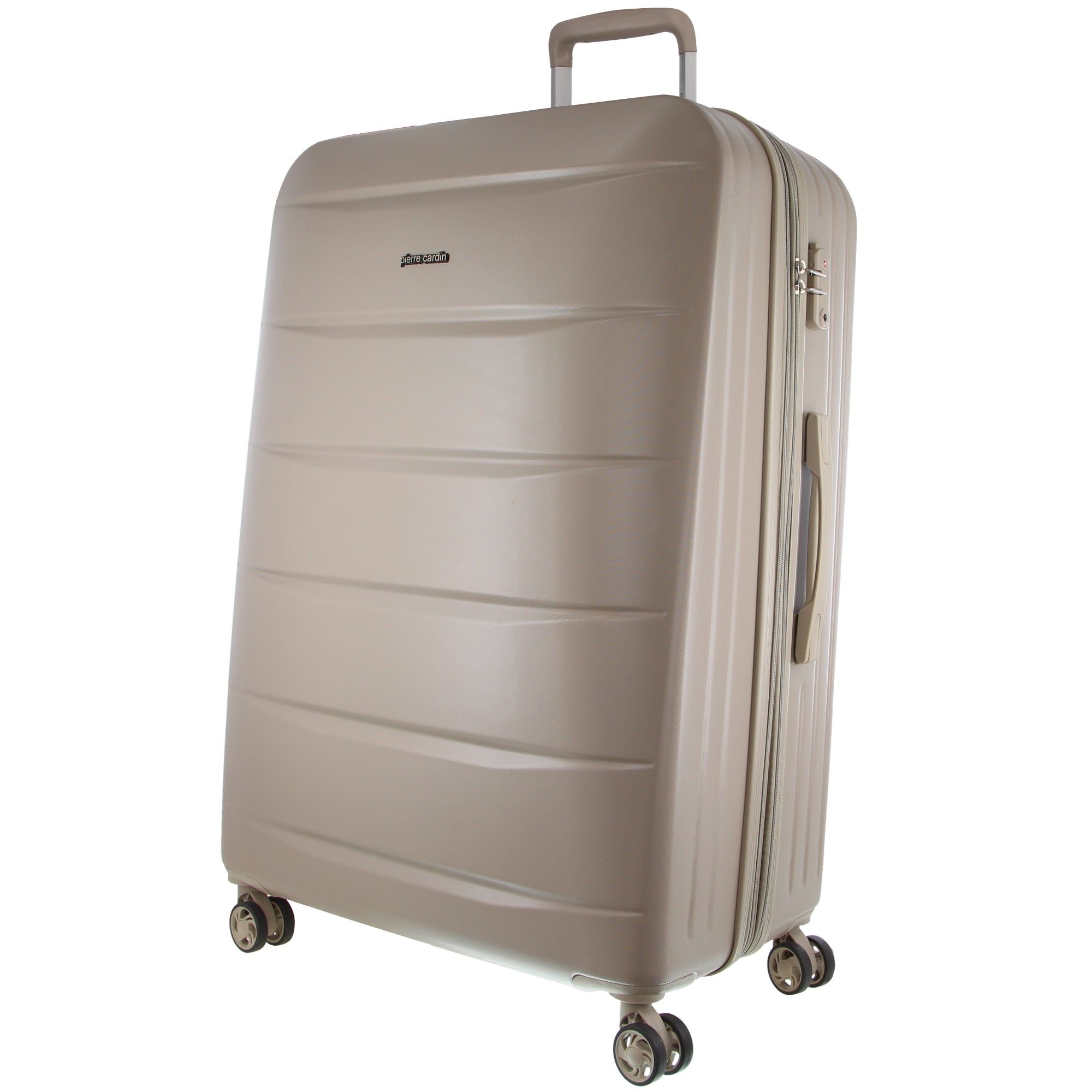 Hard Shell Cases Pierre Cardin 80cm Large Hard-Shell Suitcase Travel Latte | DBROW-9847