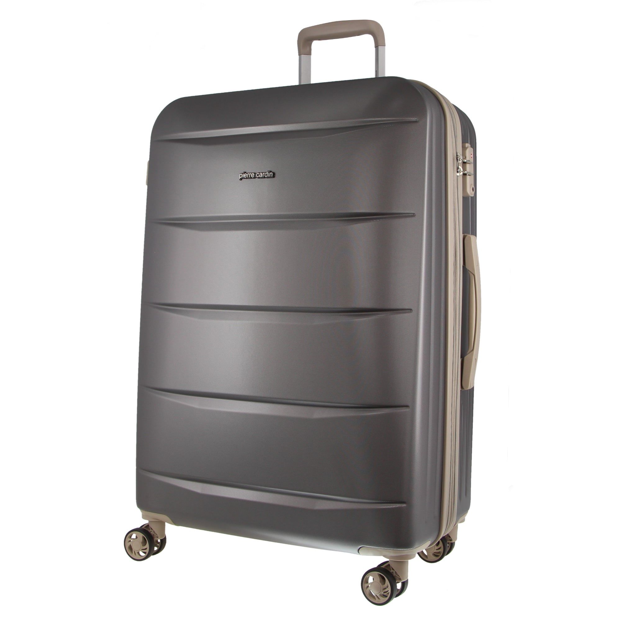 Hard Shell Cases Pierre Cardin 80cm Large Hard-Shell Suitcase Travel Jasny Szare | TVLEU-9412