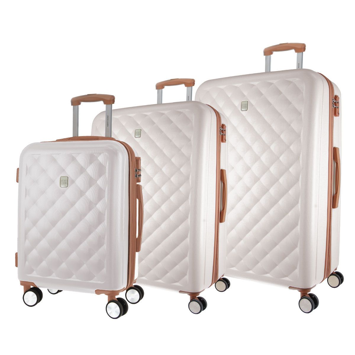 Hard Shell Cases Pierre Cardin Hard Shell 3-Piece Luggage Set Travel Białe | AVCUH-3746