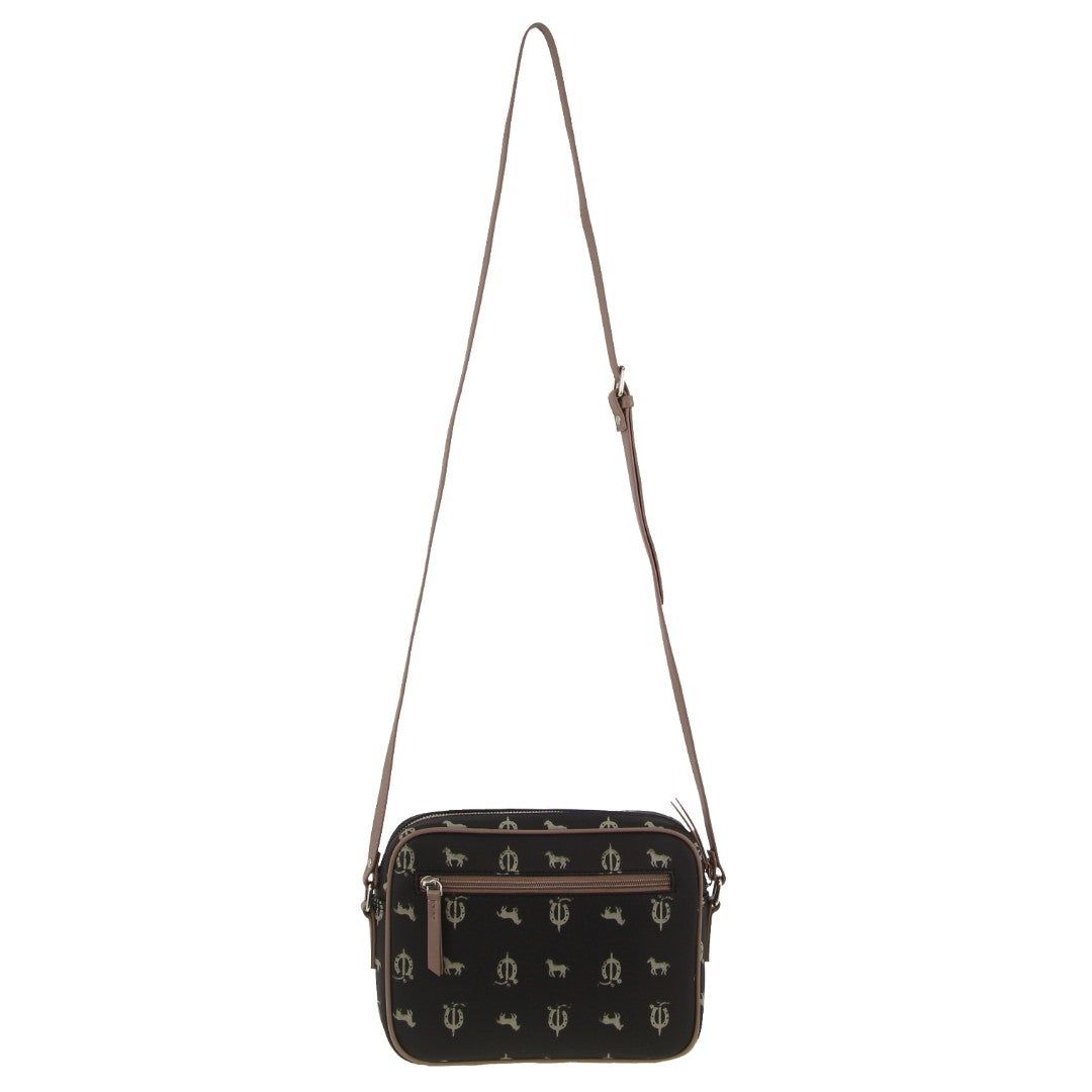 Kopertówka Pierre Cardin Canvas Leather Trim Square Cross-body Bag Damskie Czarne | VLACS-3967