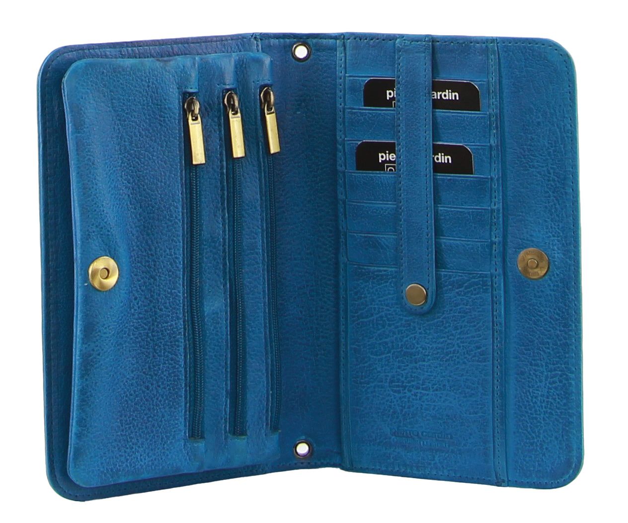 Kopertówka Pierre Cardin Genuine Leather Clutch Wallet Bag Damskie Głęboka Turkusowe | ZTKHF-4567