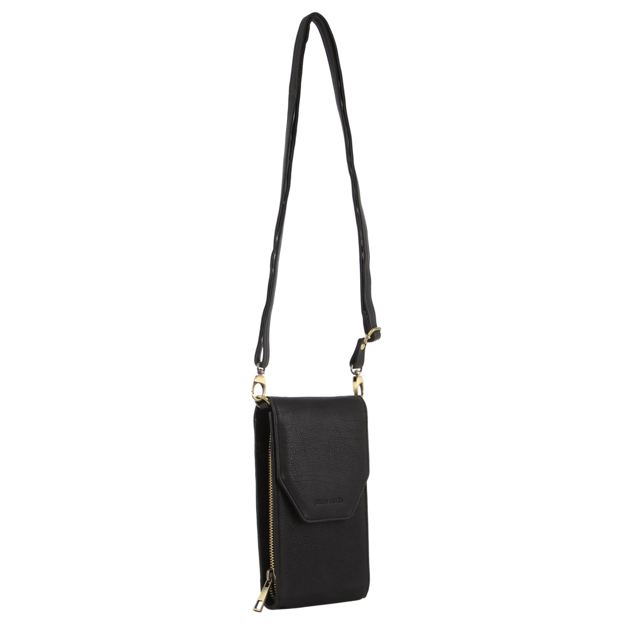 Kopertówka Pierre Cardin Leather Crossbody Phone Wallet Bag Damskie Czarne | CQGDM-0541