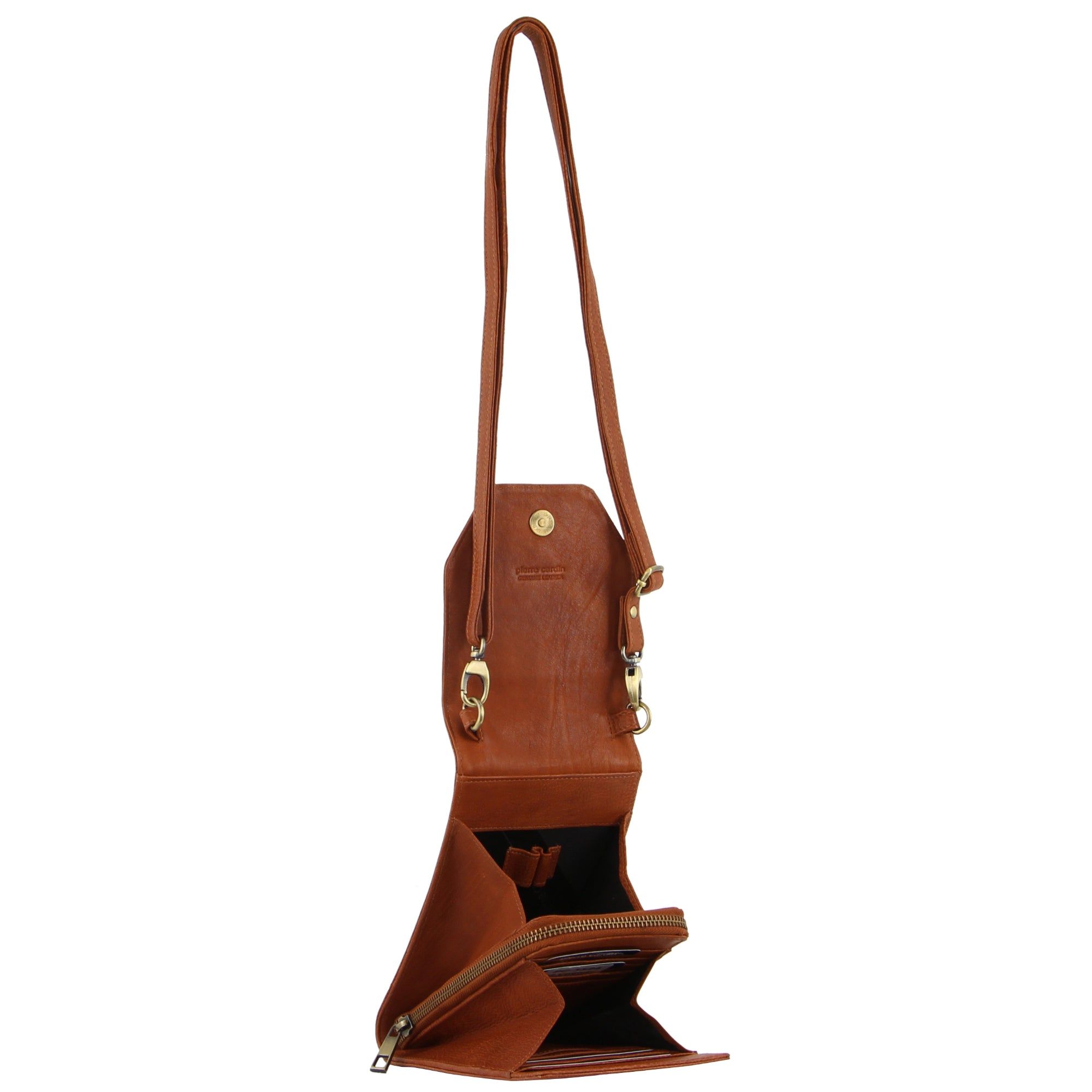 Kopertówka Pierre Cardin Leather Crossbody Phone Wallet Bag Damskie Brązowe | XHYZR-7064