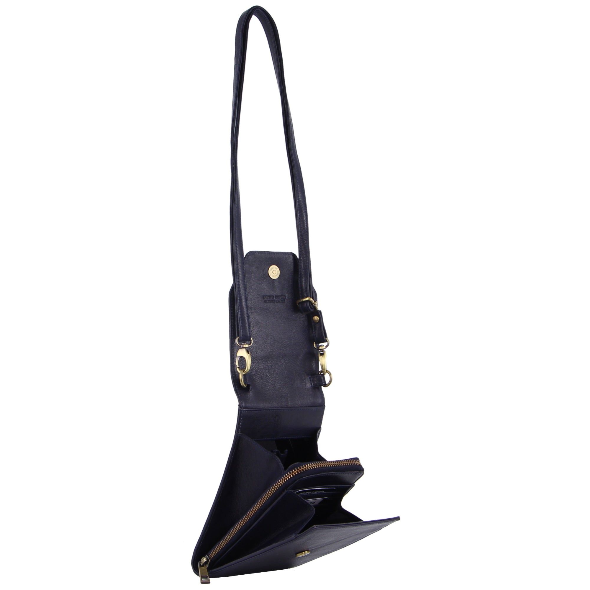 Kopertówka Pierre Cardin Leather Crossbody Phone Wallet Bag Damskie Czarne | VDHMR-5374