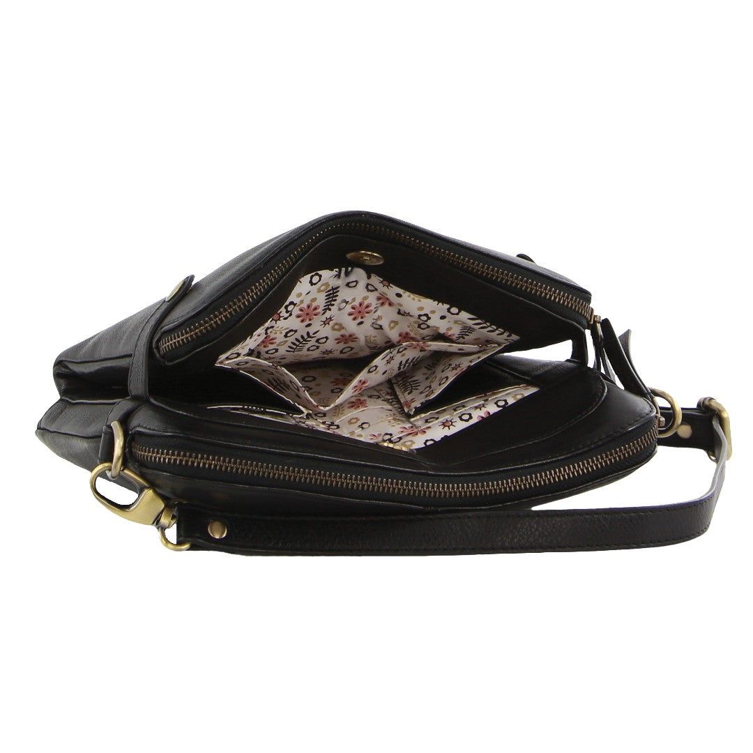 Kopertówka Pierre Cardin Leather Crossbody Bag Damskie Czarne | OHCNF-6701