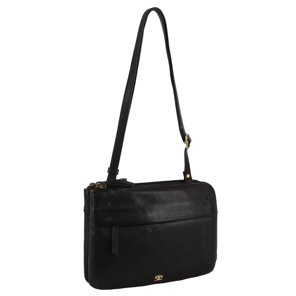 Kopertówka Pierre Cardin Leather Crossbody Bag Damskie Czarne | ZVWPI-6890