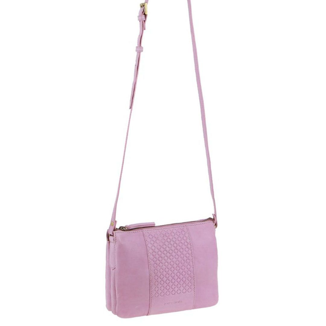 Kopertówka Pierre Cardin Leather Diamond Pattern Embossed Crossbody Bag Damskie Różowe | STLAC-2068