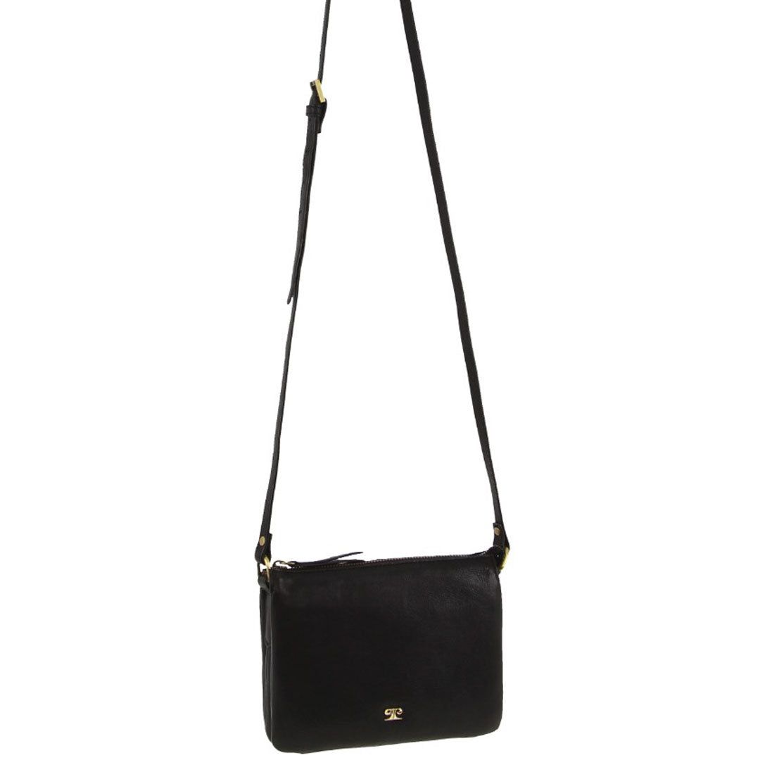 Kopertówka Pierre Cardin Leather Sleek Crossbody Bag Damskie Czarne | ZTBVX-1603