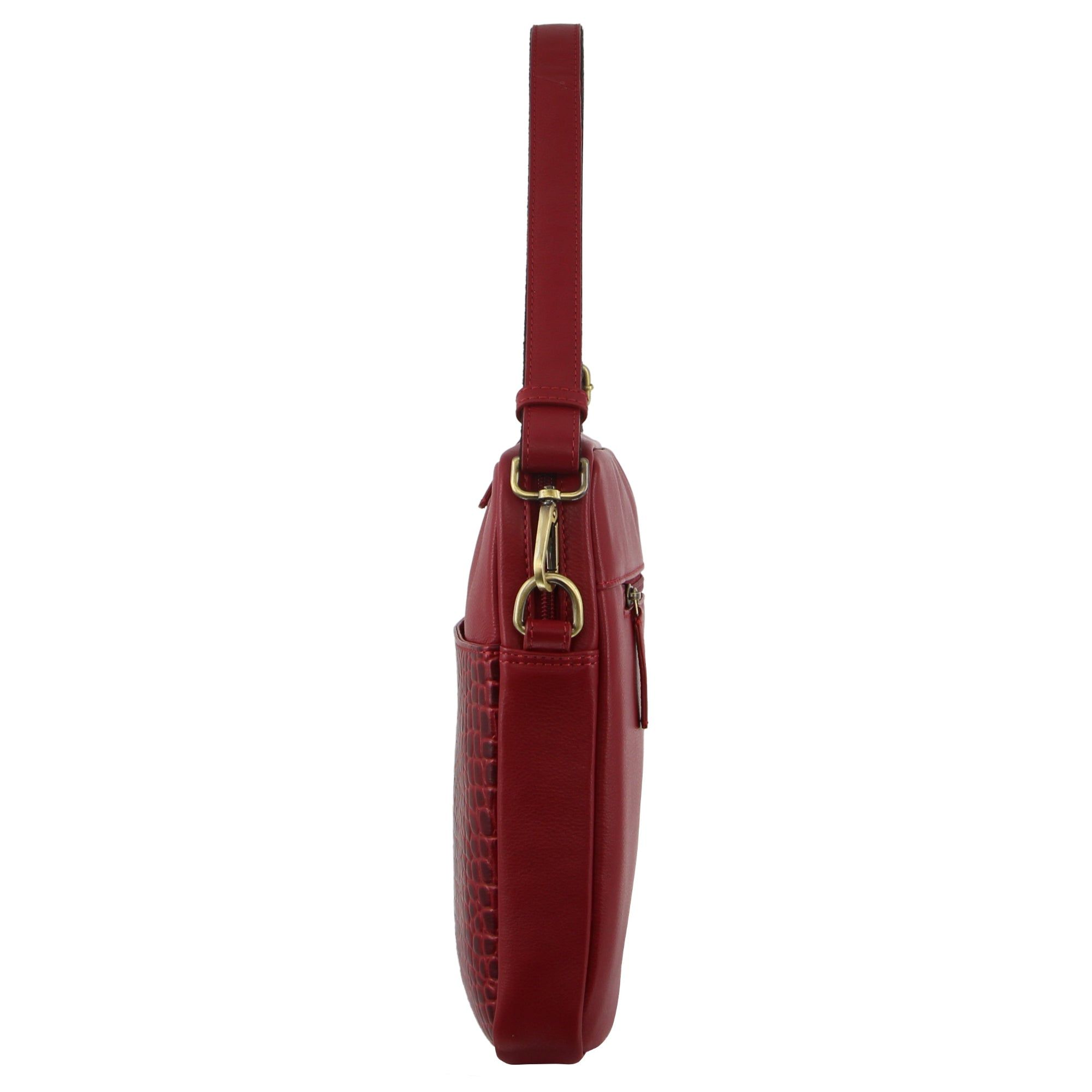 Laptop Pierre Cardin Croc-Embossed Leather Business Computer Bag Travel Czerwone | CUEAQ-7890