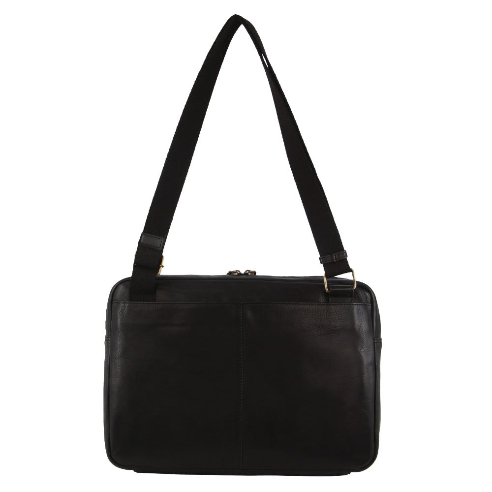 Laptop Pierre Cardin Italian Leather Business Computer Bag Travel Czarne | FBGEU-4587