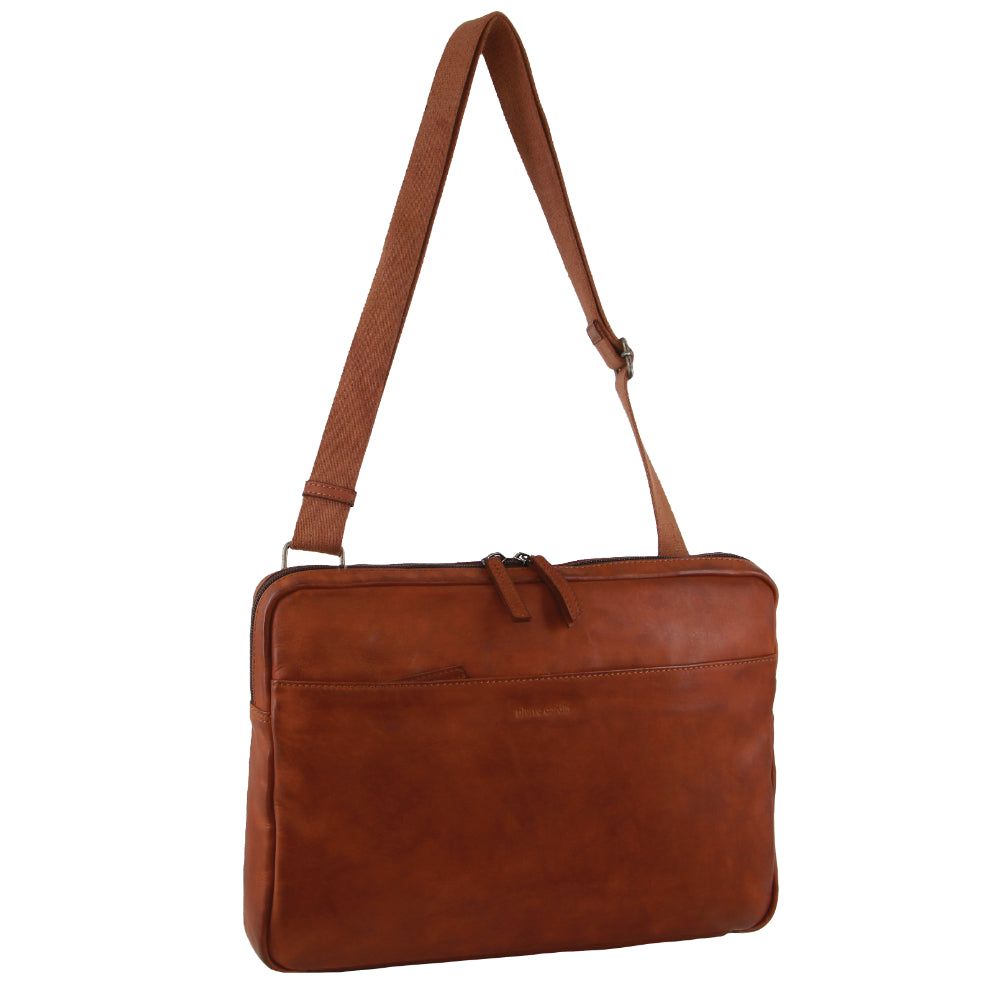 Laptop Pierre Cardin Italian Leather Business Computer Bag Travel Brązowe | CUYXZ-9321