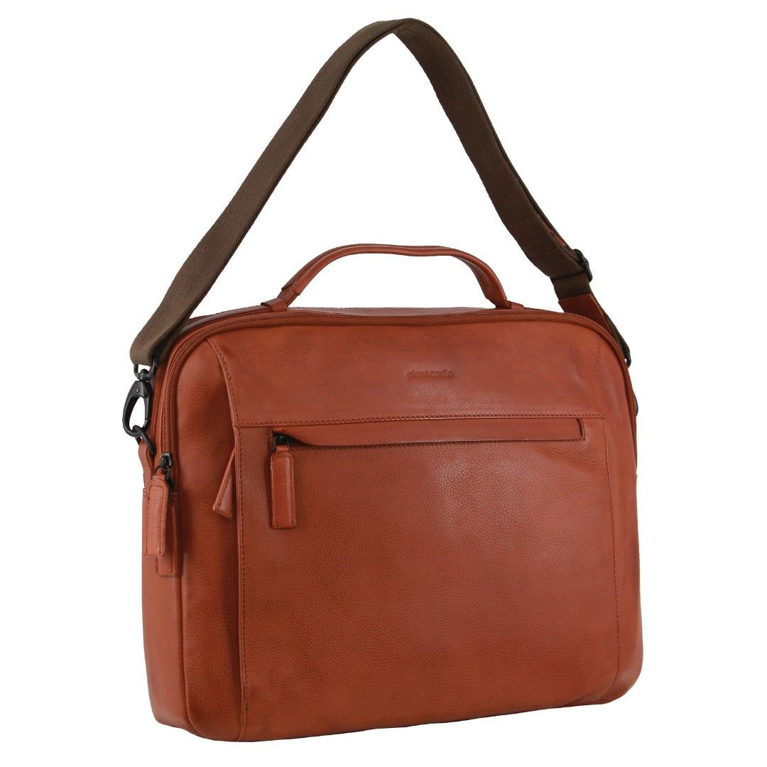 Laptop Pierre Cardin Italian Leather Computer Bag Travel Brązowe | WLHSN-8974
