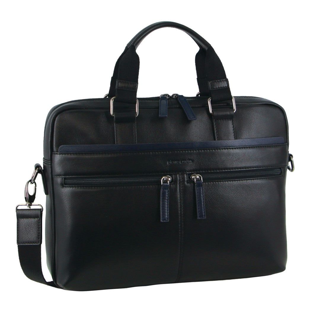 Laptop Pierre Cardin Leather Business Computer Bag Travel Granatowe | YTEFG-7859