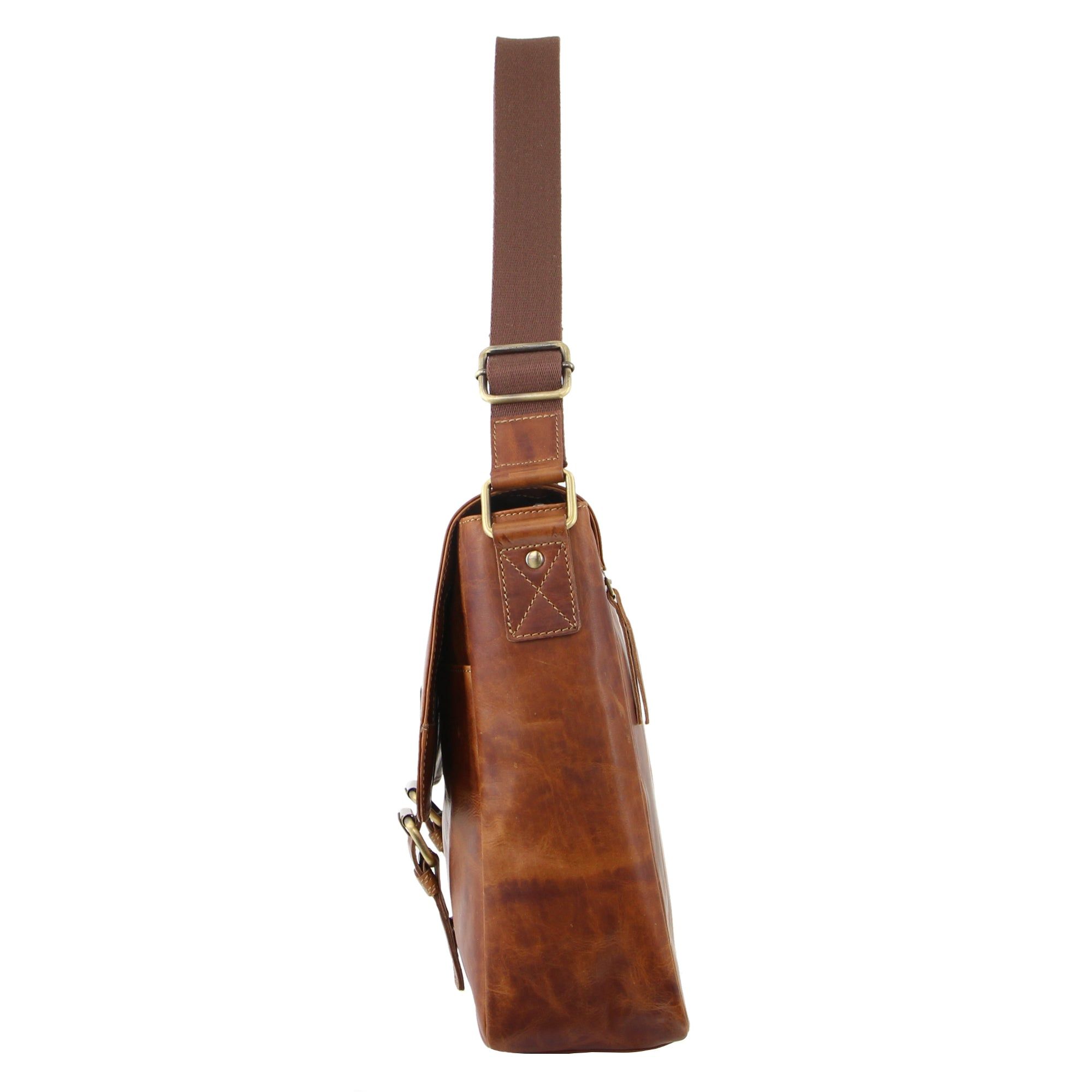 Laptop Pierre Cardin Leather Business Satchel Travel Brązowe | SHOJZ-8967