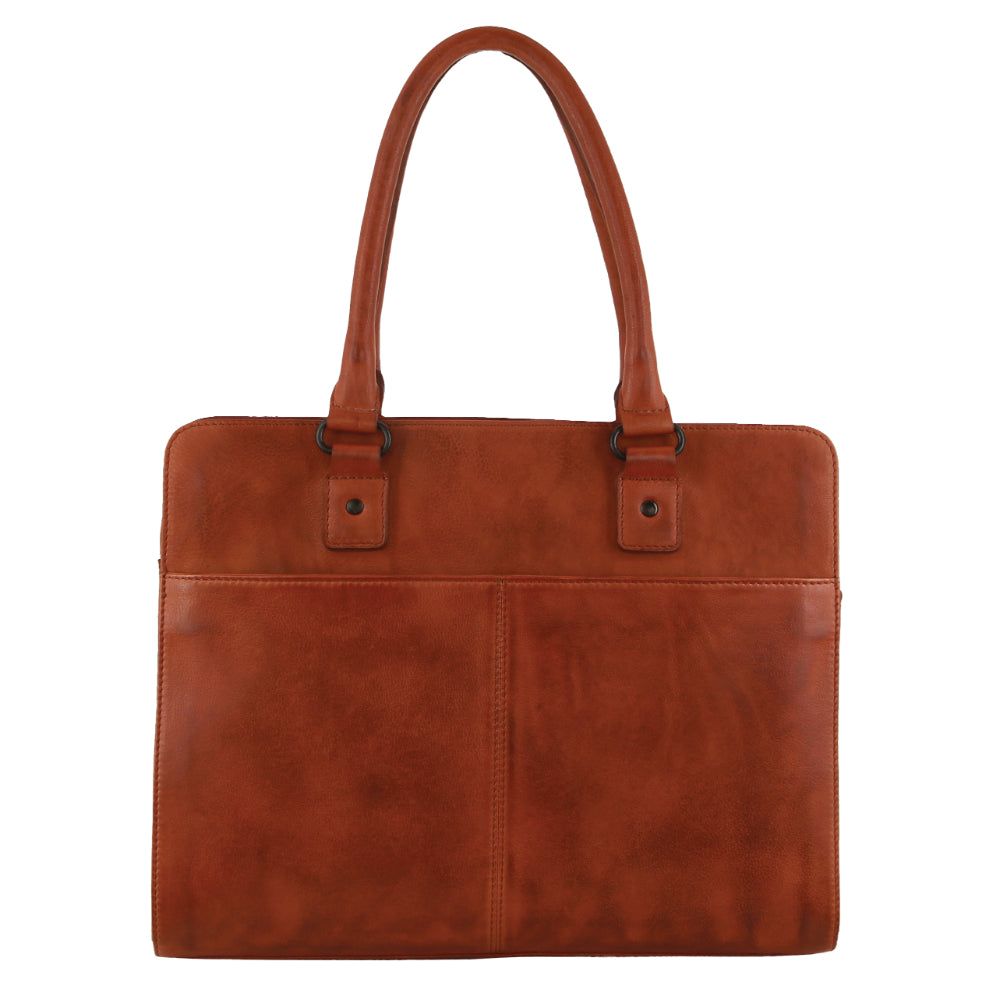 Laptop Pierre Cardin Leather Computer Tote Bag Travel Brązowe | NCGZM-2360
