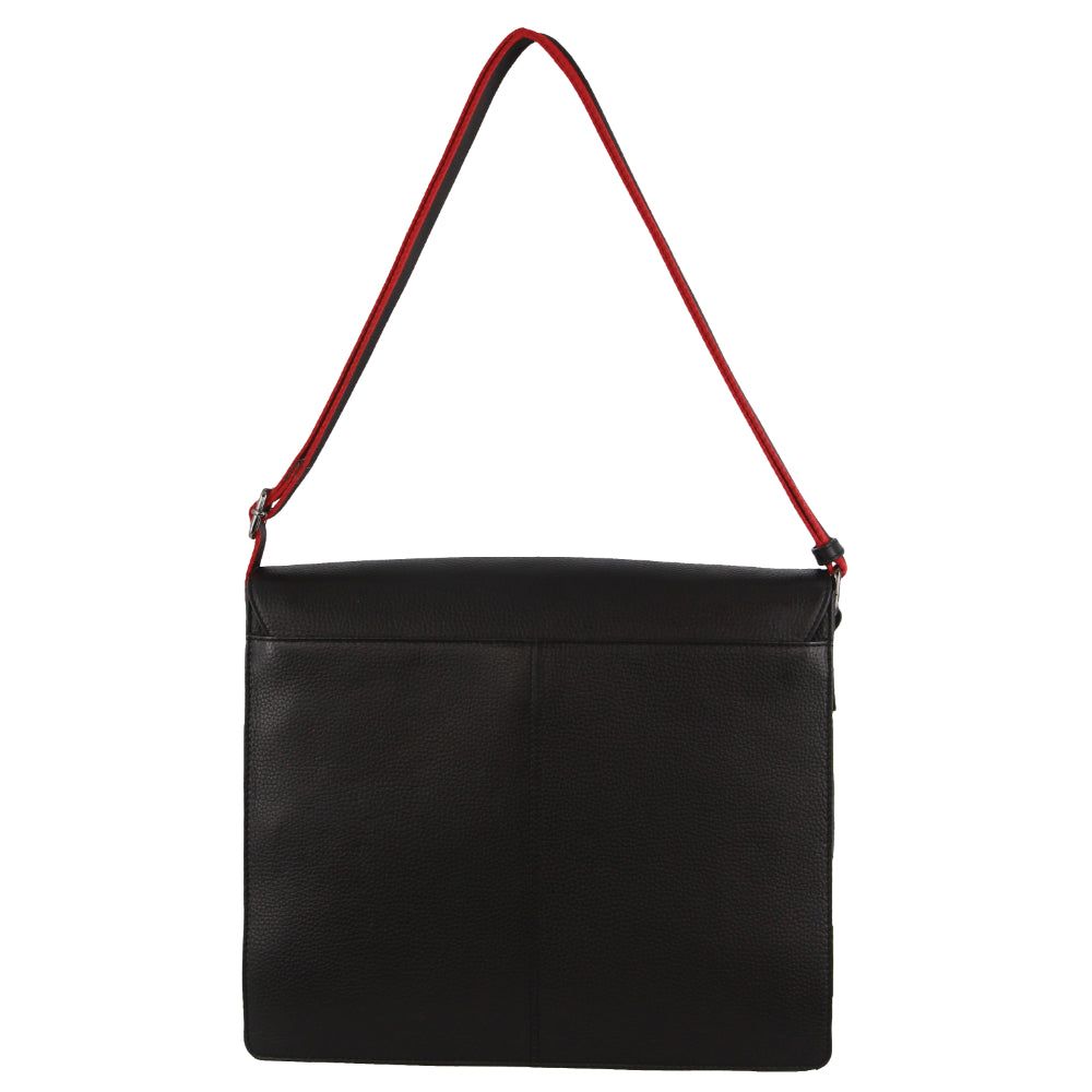 Laptop Pierre Cardin Leather Flap-over Computer Bag Travel Czarne | FSJMH-4253