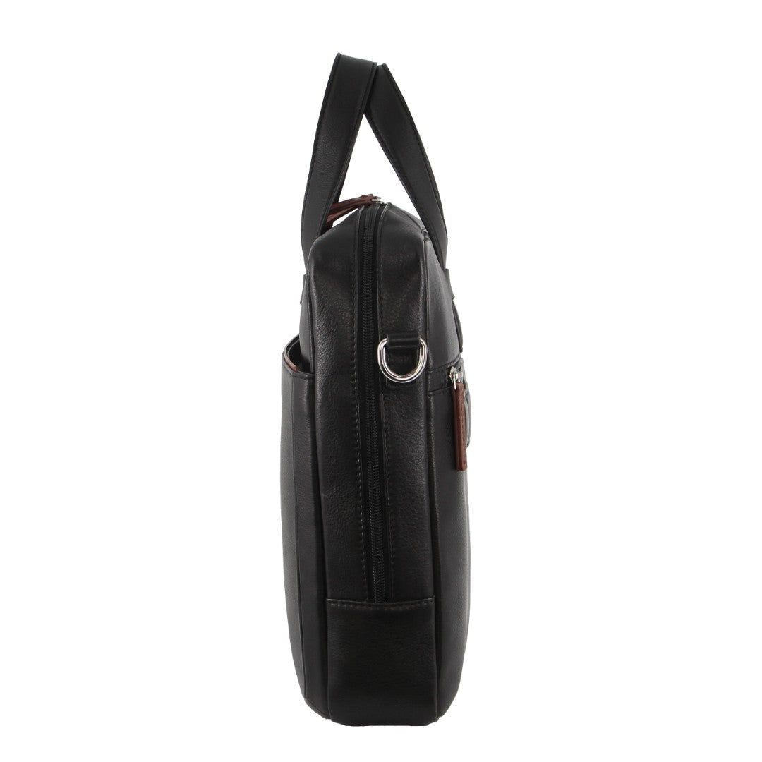 Laptop Pierre Cardin Leather Multi-Compartment Business Bag Travel Czarne | ZLPHE-9783