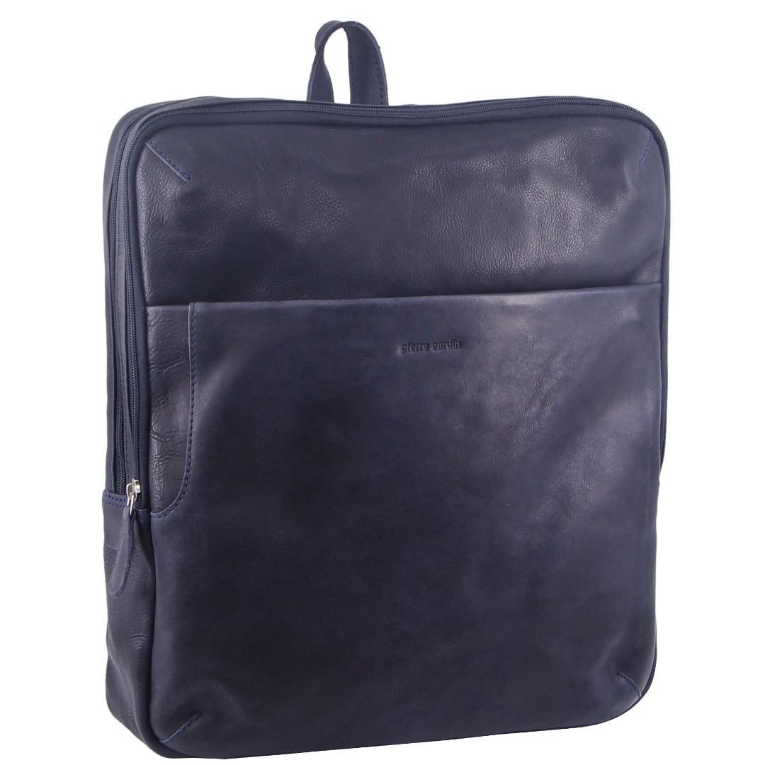 Laptop Pierre Cardin Rustic Leather Backpack Travel Midnight | TYNXS-7205