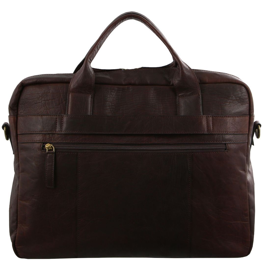 Laptop Pierre Cardin Rustic Leather Computer Bag Travel Brązowe | CAOLY-3768