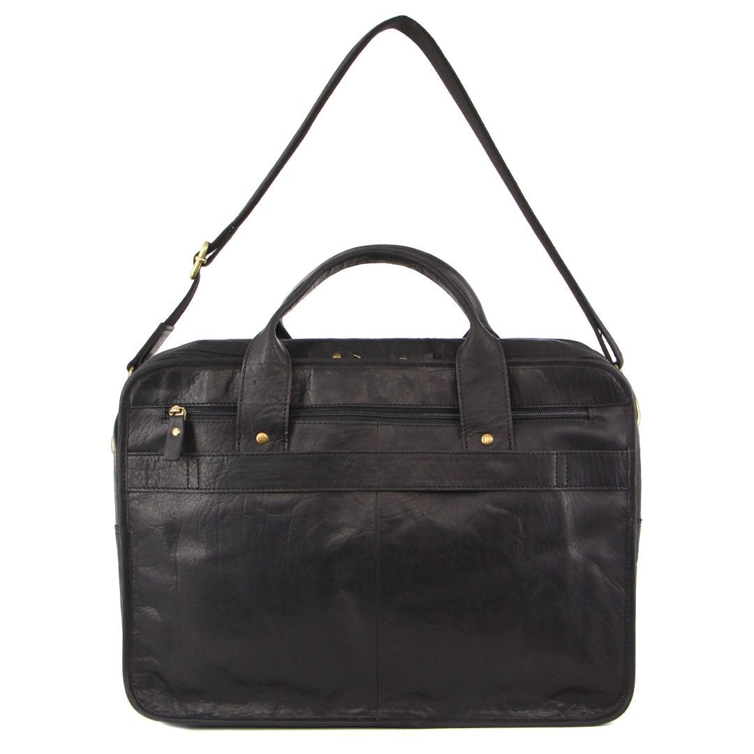 Laptop Pierre Cardin Rustic Leather Computer Bag Travel Czarne | HTAMI-1705