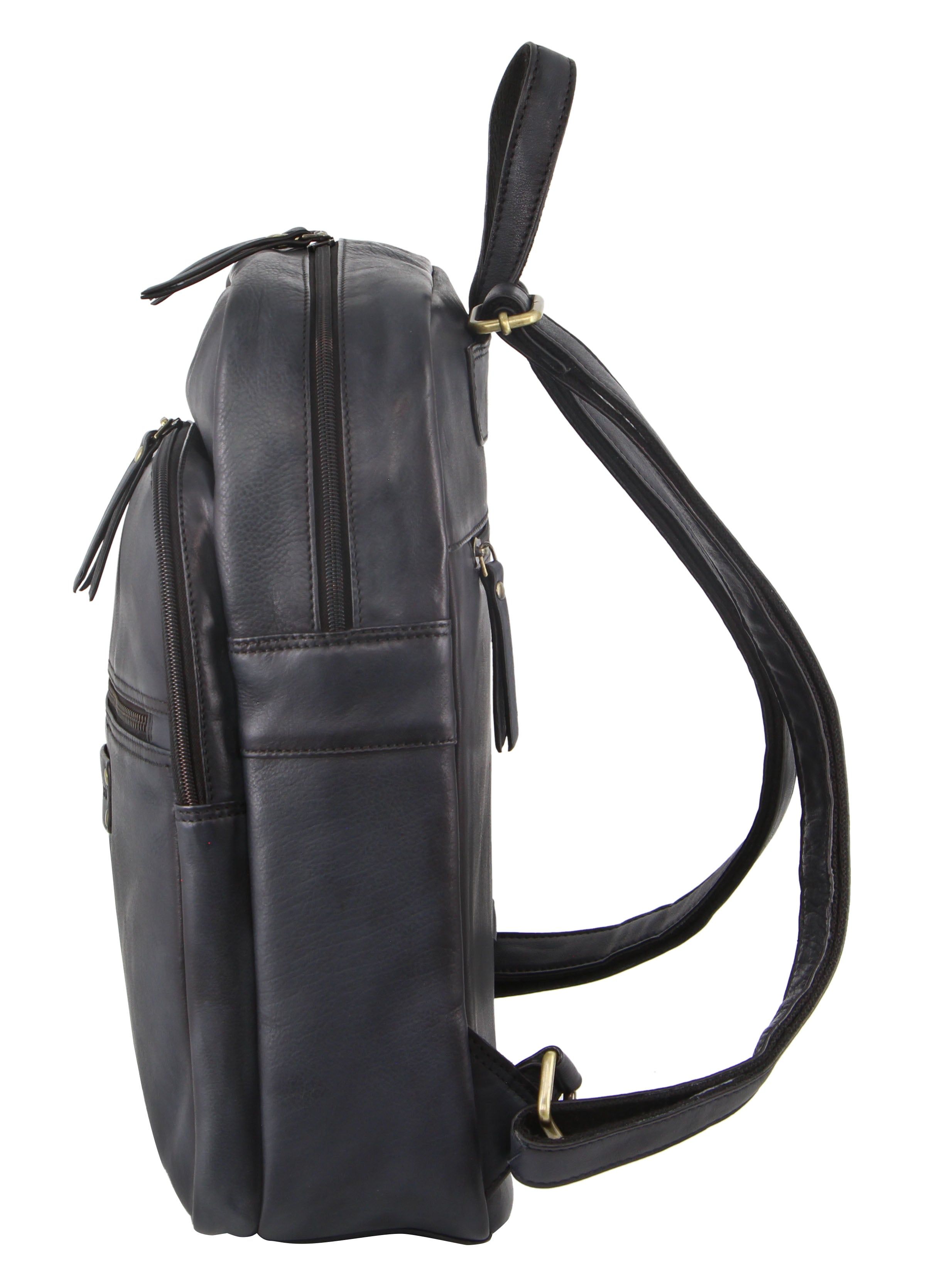 Laptop Pierre Cardin Vintage Leather Laptop Backpack Travel Czarne | ZFRVU-3687