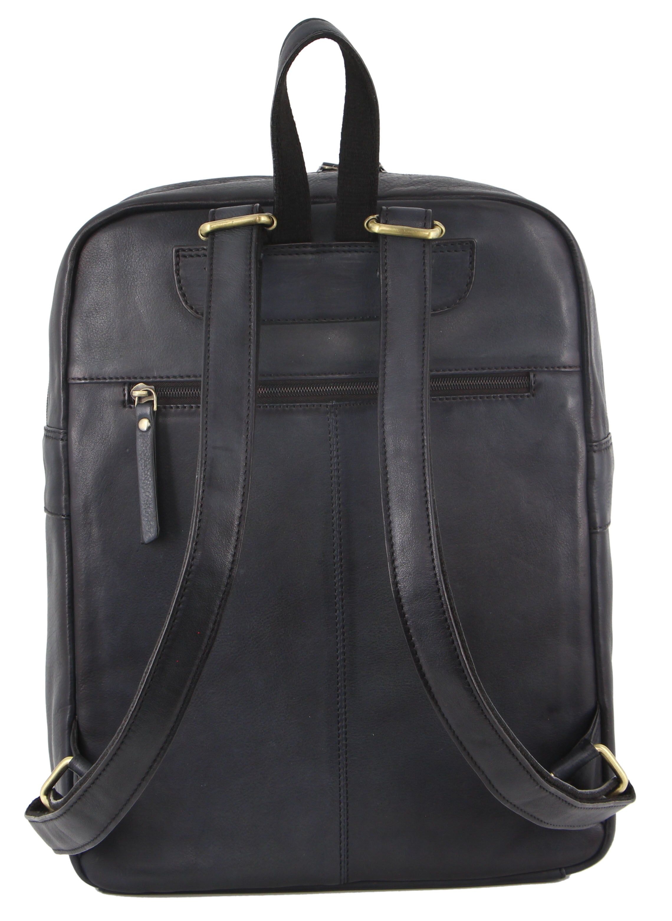 Laptop Pierre Cardin Vintage Leather Laptop Backpack Travel Czarne | ZFRVU-3687