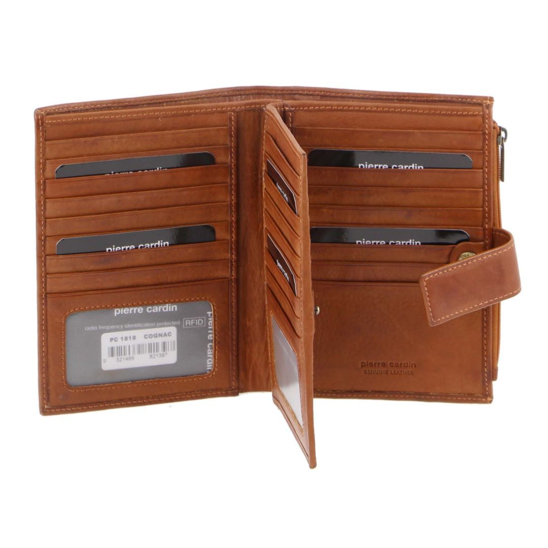 Medium Wallets Pierre Cardin Italian Leather Tab Wallet Damskie Brązowe | NRBWJ-2930