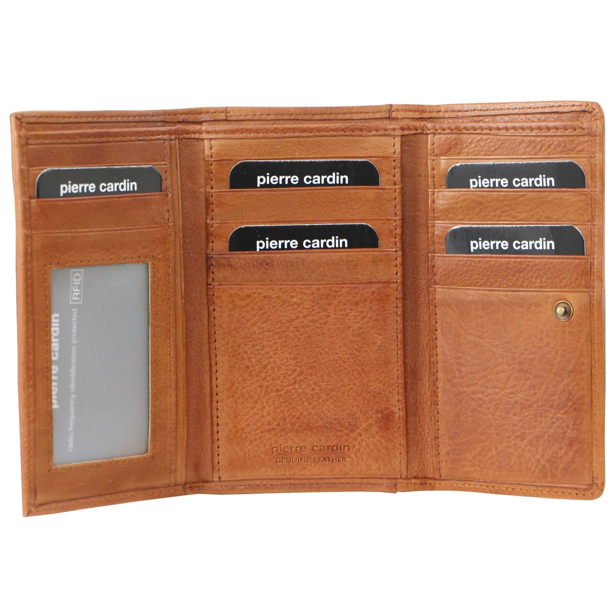 Medium Wallets Pierre Cardin Leather Tri-Fold Wallet Damskie Brązowe | KMEAX-3809