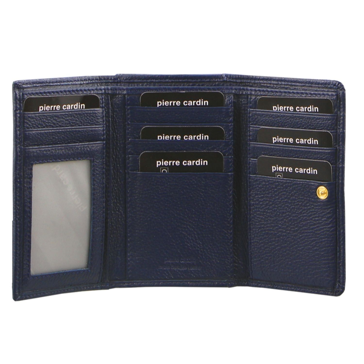 Medium Wallets Pierre Cardin Leather Tri-Fold Wallet Damskie Granatowe | IYUHZ-0859