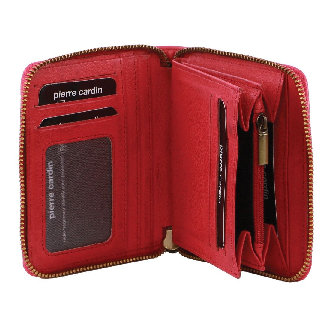 Medium Wallets Pierre Cardin Leather Zip around wallet Damskie Różowe | JHXSR-1053