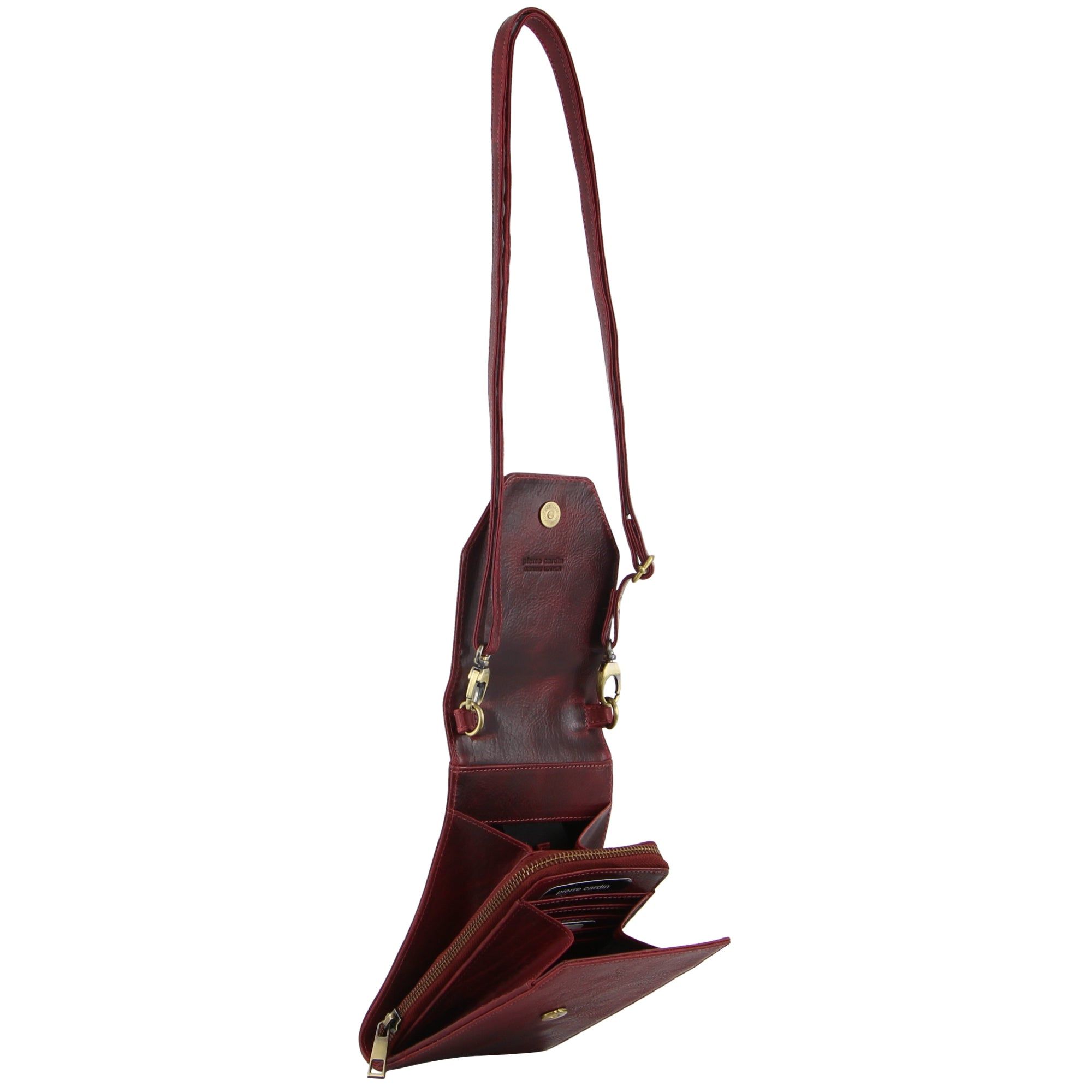 Mobile Phone Wallets Pierre Cardin Leather Crossbody Phone Wallet Bag Damskie Różowe | CLDVI-4890