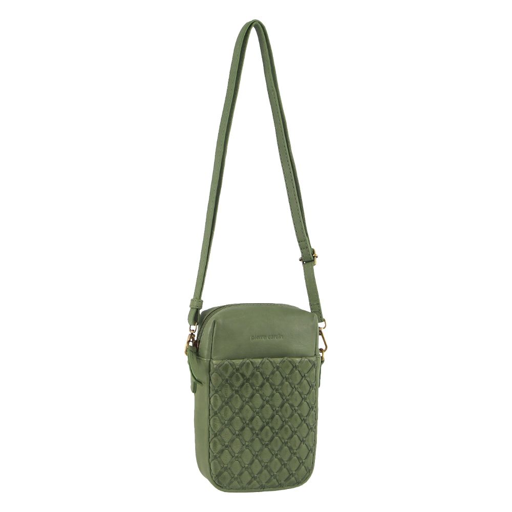 Mobile Phone Wallets Pierre Cardin Leather Embossed Phone Crossbody Bag Damskie Leaf | ACDRT-7246