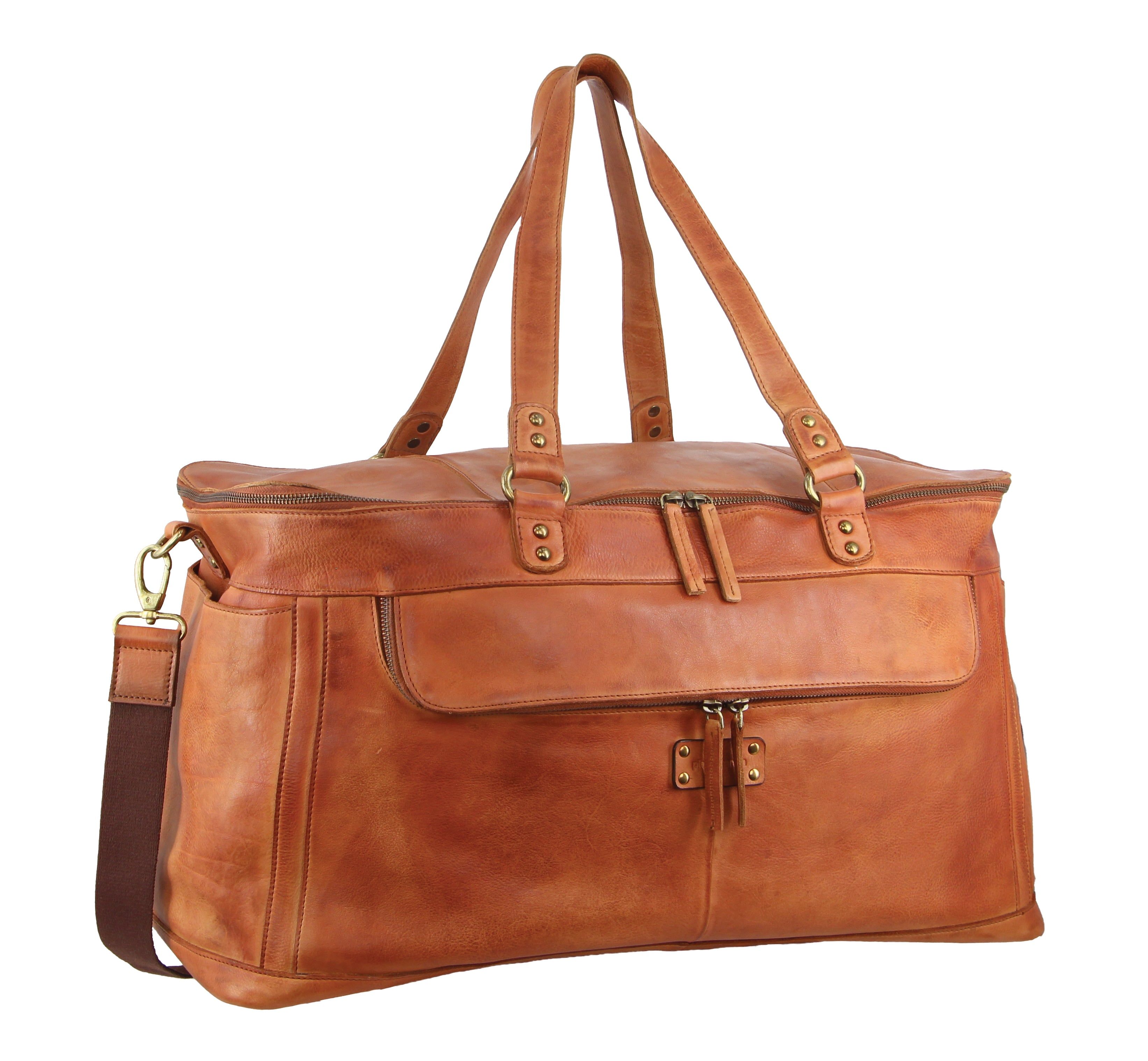 Overnight Bags Pierre Cardin Burnished Leather Multi-Compartment Overnight Bag Męskie Brązowe | KXCFP-4801