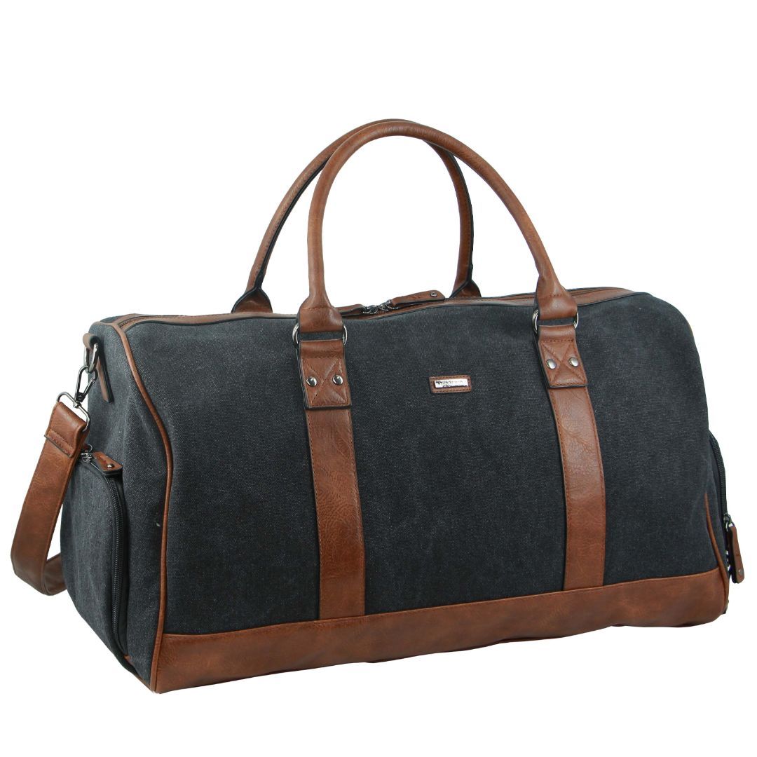 Overnight Bags Pierre Cardin Canvas Overnight Duffle Bag Travel Czarne | YEHZC-1296