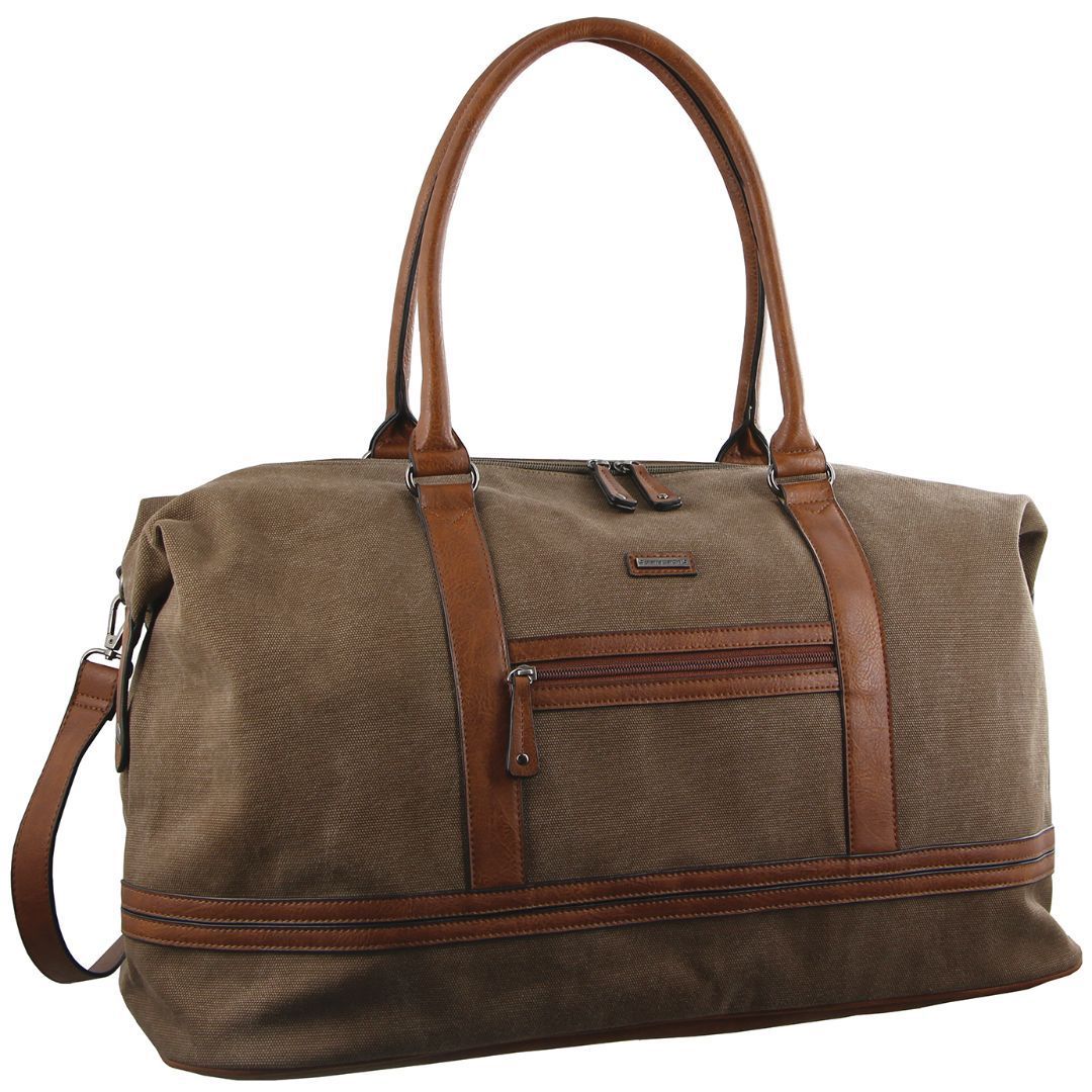 Overnight Bags Pierre Cardin Canvas Overnight Bag Travel Brązowe | TFEVH-4358