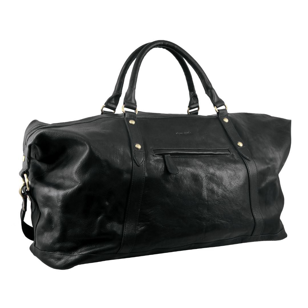 Overnight Bags Pierre Cardin Rustic Leather Business Overnight Bag Travel Czarne | OXIVC-1652