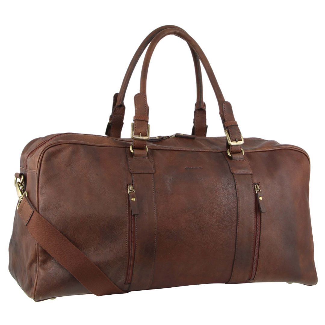 Overnight Bags Pierre Cardin Rustic Leather Business Overnight Bag Męskie Czekolada | JHEMB-8231