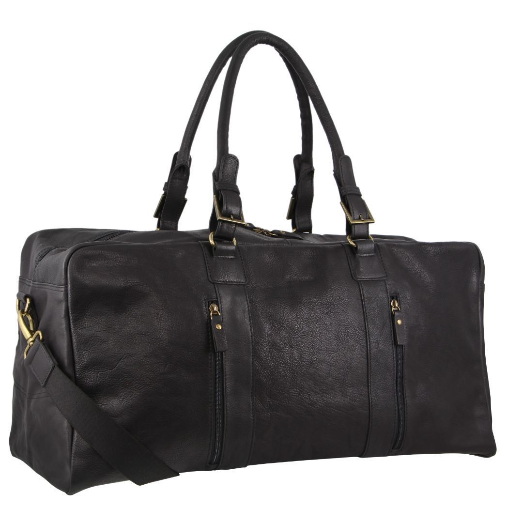 Overnight Bags Pierre Cardin Rustic Leather Business Overnight Bag Travel Czarne | IQPTV-3427