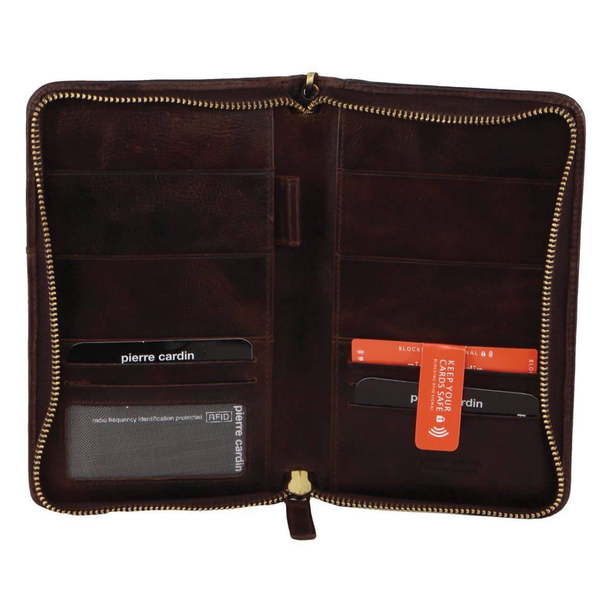Passport Wallets Pierre Cardin Italian Leather Passport Wallet Travel Czekolada | MTOEK-6152