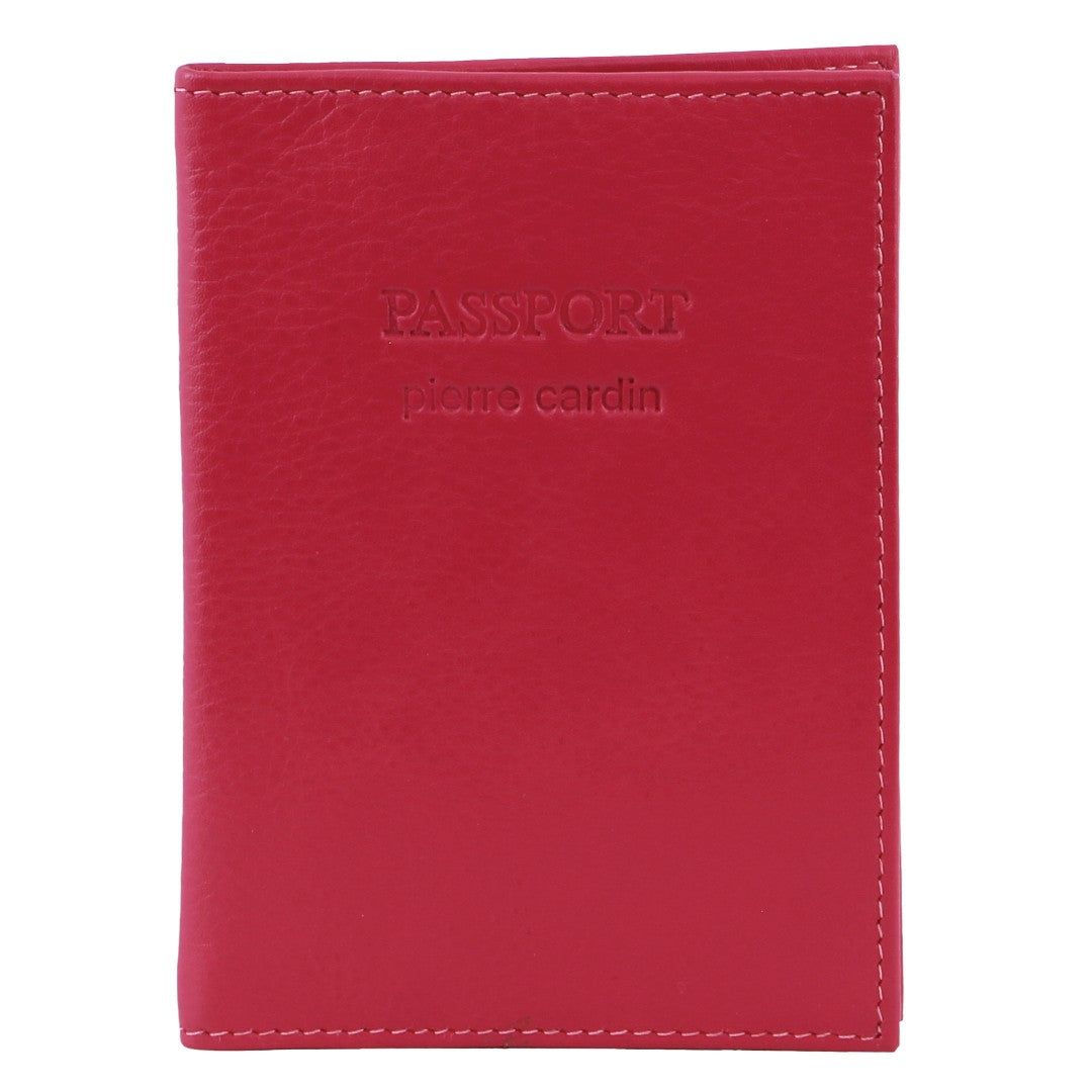 Passport Wallets Pierre Cardin Leather Passport Wallet Cover Męskie Fuksja | JWRTF-4265