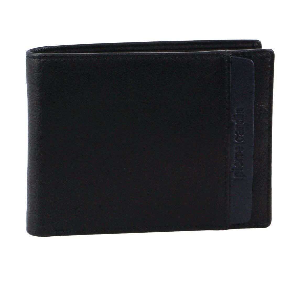 Portfel Trifold Pierre Cardin Italian Leather Two Tone Tri-Fold Wallet Męskie Czarne | ZTJXK-9260