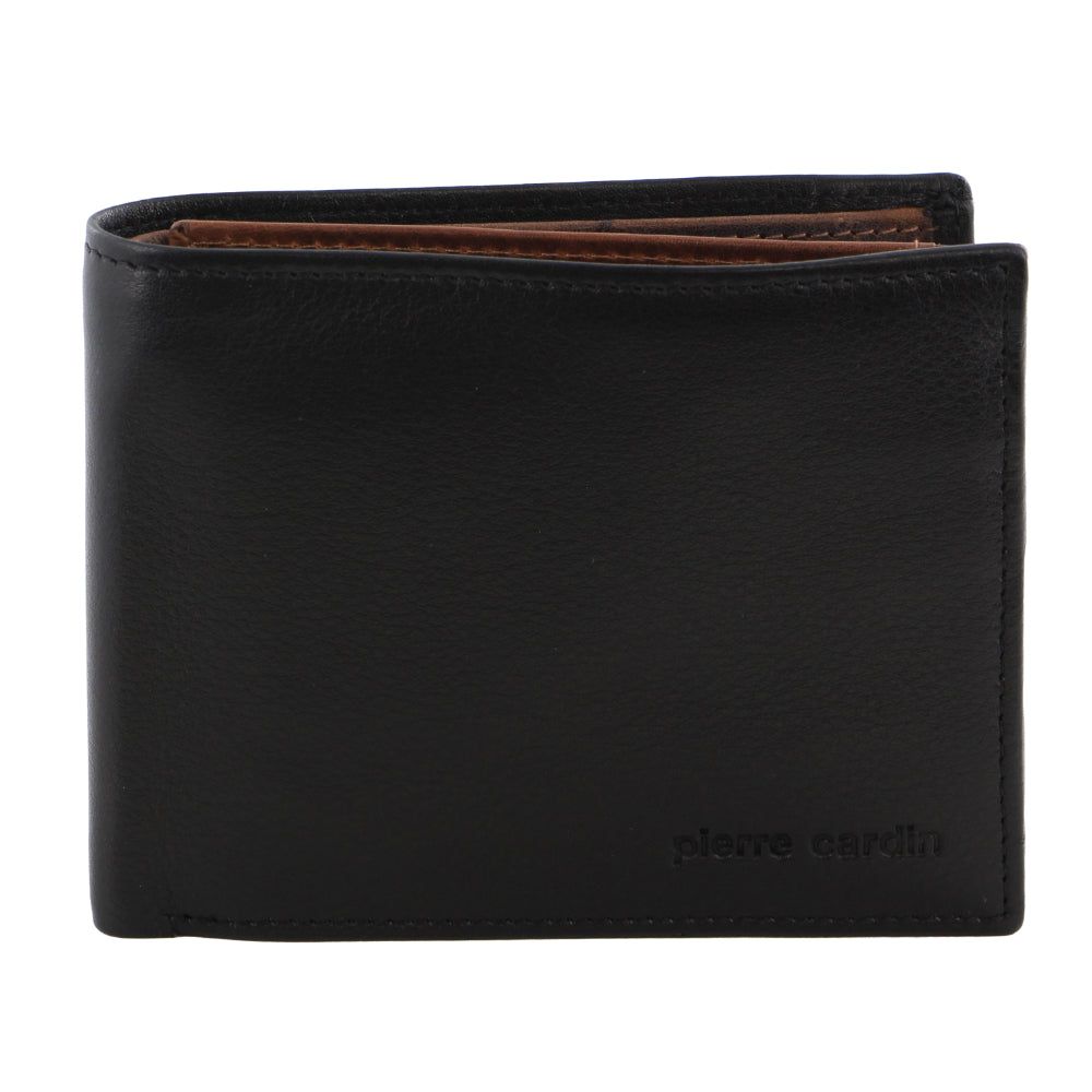 Portfel Trifold Pierre Cardin Italian Leather Two Tone Tri-Fold Wallet Męskie Czarne Brązowe | IGXHN-1375